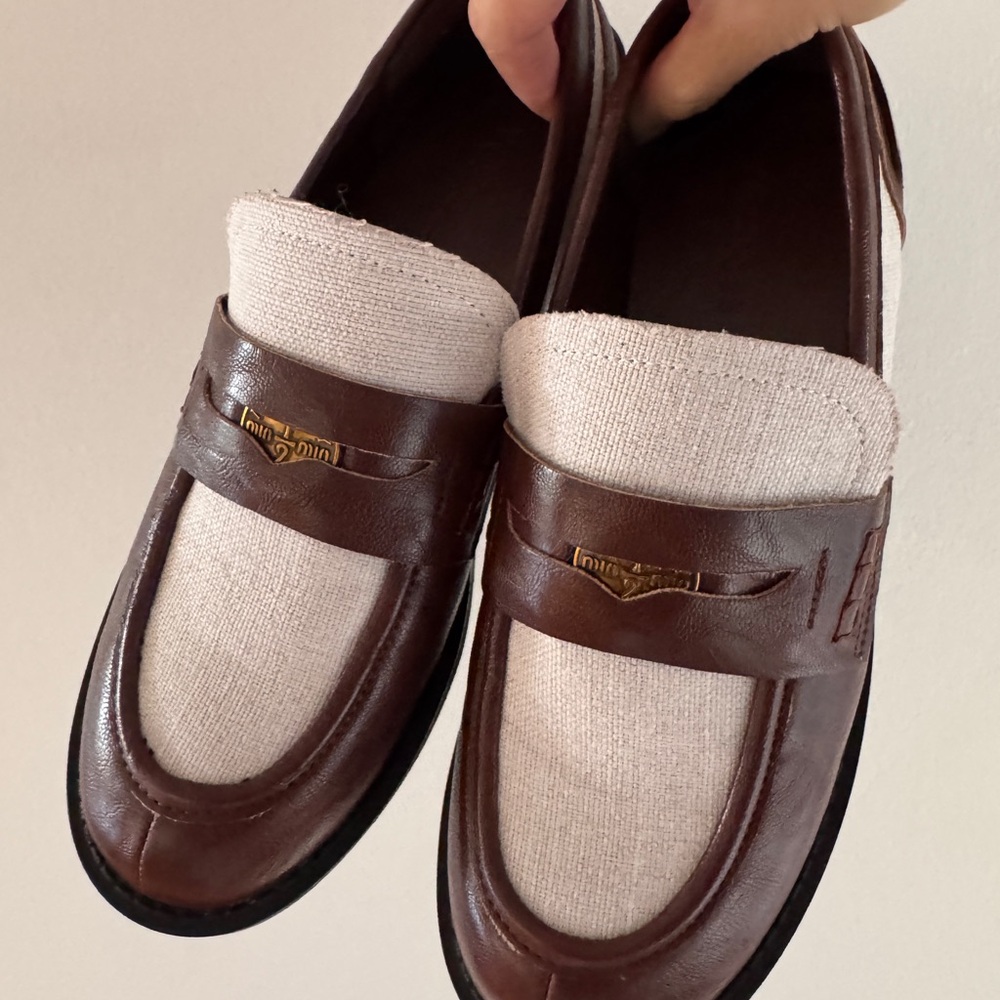 Women's Brown and Cream Loafers